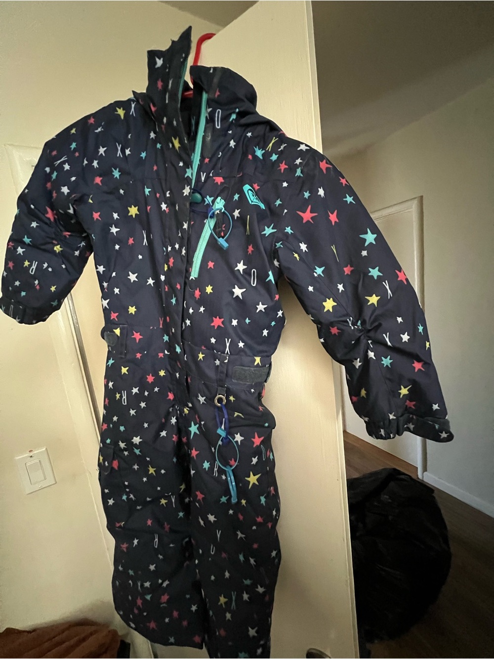 Kids Star Print One-Piece Snow Suit - Navy with Multi Stars